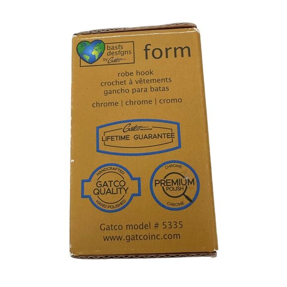 Gatco Basic Designs Form Robe Hook New In Box Model #5335 Silver Modern Simple - Picture 4 of 10